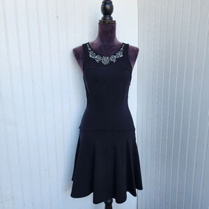 Express Stretch Dress Black Mesh Top Jewels Sleveless Women's Rayon Sz 4